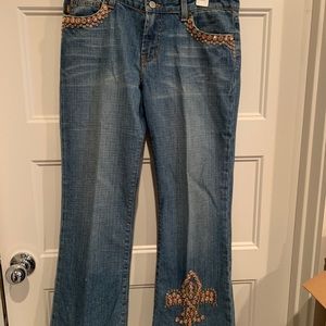 STREETS AHEAD Women's Jeans Size 28 Embellished Pink Studs Rhinestones